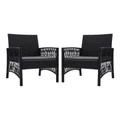 Gardeon 2PC Outdoor Dining Chairs Patio Furniture Wicker Lounge Chair Garden Black