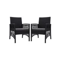 Gardeon Outdoor Furniture Dining Chairs Rattan Garden Patio Cushion Black x2 Gardeon Black