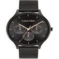 Calvin Klein Timeless Mesh Multifunction Ionic Plated Black Steel Watch 25200105 Black