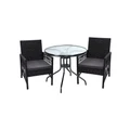 Gardeon Outdoor Furniture Dining Chairs Rattan Garden Patio Cushion Black 3PCS Tea Coffee Cafe Bar Set No Colour