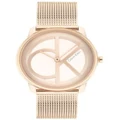Calvin Klein Iconic Mesh 35mm Ionic Plated Carnation Gold Steel Watch 25200035 Gold