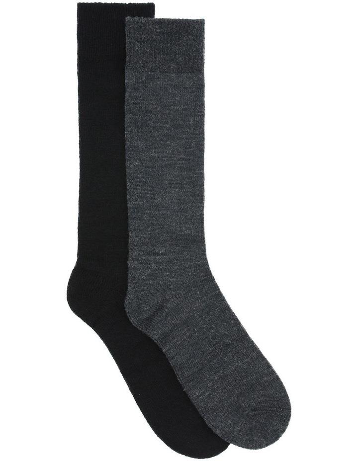 Ambra Wool Blend Knee High Boot Sock Black/Grey 2 Pack Charcoal One Size