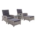 Gardeon Outdoor Patio Furniture Recliner Chairs Table Set Wicker Sofa Lounge 5pc Grey