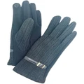 Gregory Ladner Ponti Blue Cotton Gloves With Buckle Trim Black