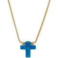 Mocha Sterling Silver Mini Cross Gold Fine Necklace Blue