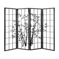 Artiss Room Divider Screen Bamboo 4 Panel 174x179cm in Black White