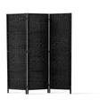 Artiss 3 Panel Room Divider Privacy Screen Rattan Frame Stand Fold Woven Black