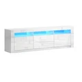 Artiss TV Cabinet Entertainment Unit Stand RGB LED Gloss Drawers 160cm White