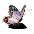 G&G Bros Spotted Butterfly Tiffany Table Lamp Purple