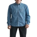 Gant Indigo Long Sleeve Broadcloth Shirt Lt Blue L