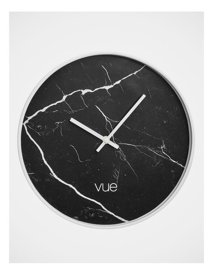 Vue Malvern Silver Frame Marble Clock 30cm in Black/White Black