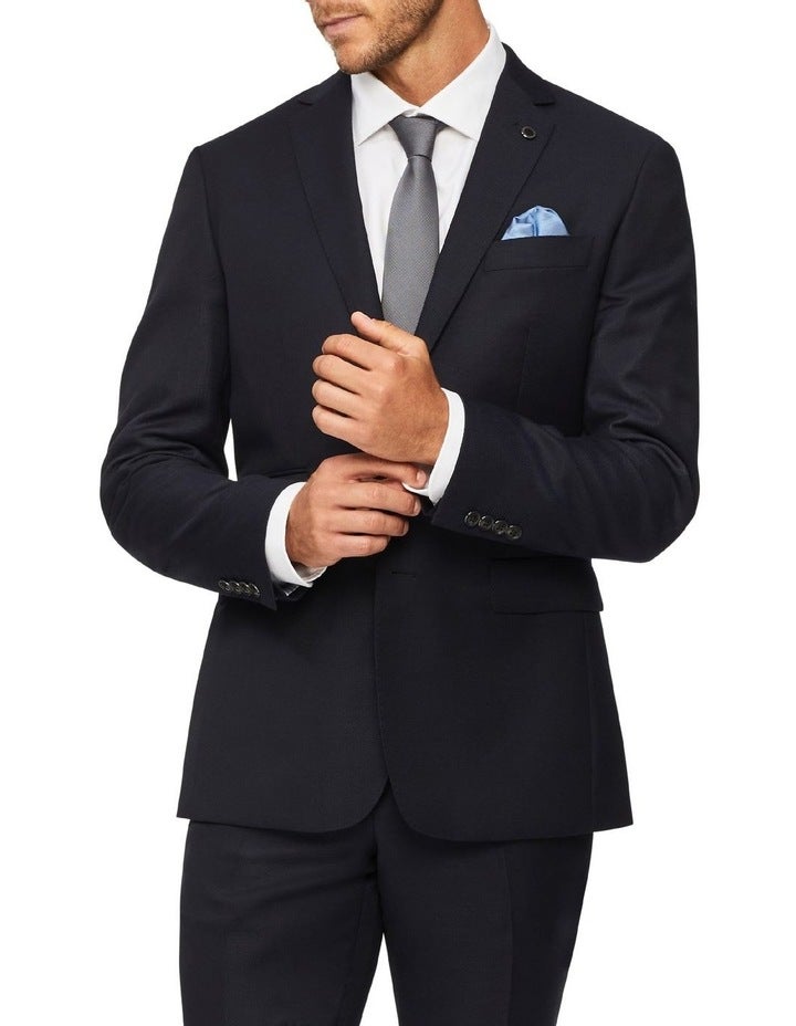 Van Heusen Slim Pure Wool Dobby Suit Jacket in Navy 112R