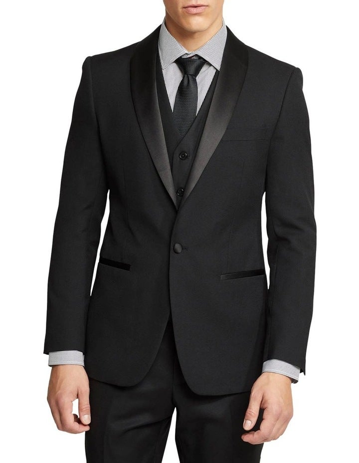 Oxford Dinner Suit Jacket With Shawl Neck in Black 112