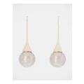 Trent Nathan Large Brown Pearl Gold Long Sleek Hook Earring Gold
