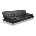 Artiss 3 Seater PU Leather Sofa Bed In Black