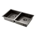 Cefito Kitchen Sink Stainless Steel 77X45CM Basin Double Bowl Laundry in Black