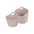 Living Today Cotton Rope String Carry Handles Storage Baskets 2 Piece In Taupe