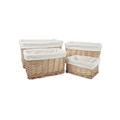 Living Today Wicker Storage Baskets With Liner Set 4 Piece Brown