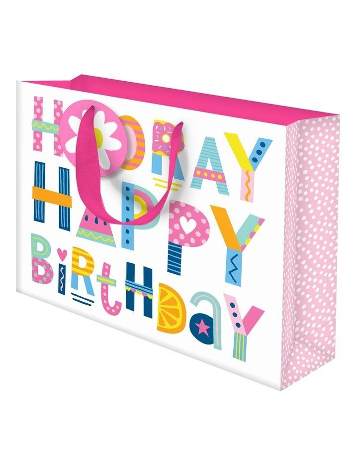 Simson Birthday Gift Bag Large Rectangle Typography in Pink