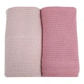 Bubba Blue Nordic Cellular Blanket 2 Pack in Dusty Pink/Rose Pink