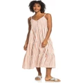 Roxy Bleach Days Stripe Strappy Dress in Brown XS
