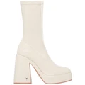 Windsor Smith Hedonist Patent Stretch Boots In Oat White 6