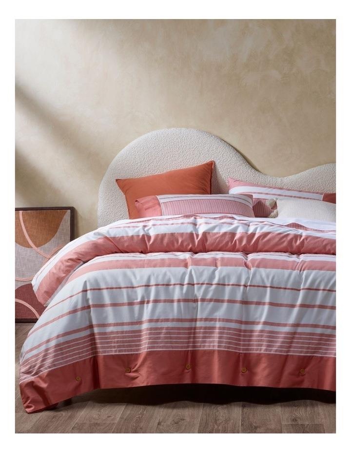 Vue Porter Stripe Cotton Quilt Cover Set in Pink Clay Pink single