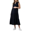 Ripe Tracy Tiered Linen Dress in Navy Blue XS