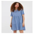 Vero Moda Paulina Cotton Tiered Tunic in Medium Blue Denim XS