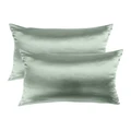 Royal Comfort Mulberry Soft Silk Hypoallergenic Pillowcase Twin Pack 51 x 76cm in Sage