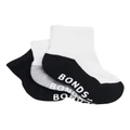 Bonds Crew Socks 3 Pack in Black/White Blk/White 1-2