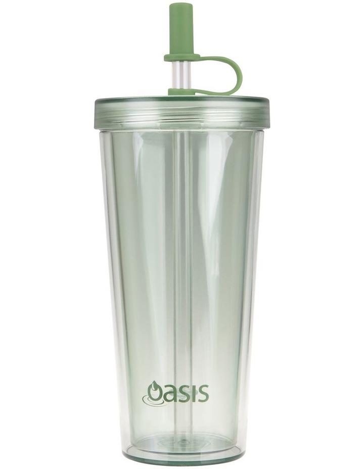 Oasis Double Wall Smoothie Tumbler With Straw 520ml in Green Apple Green