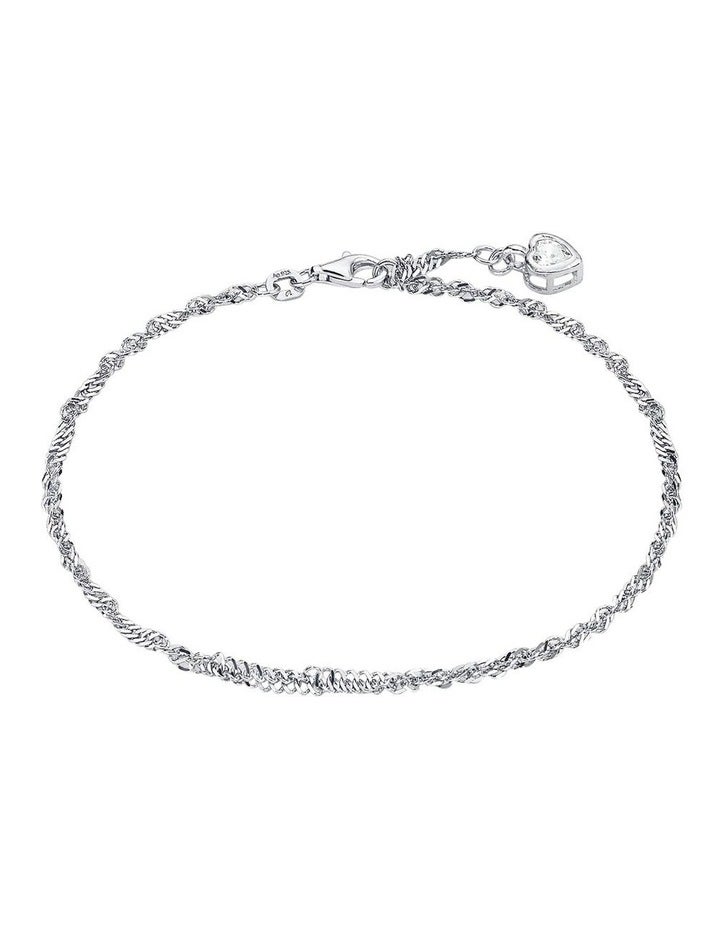 Amor 25cm Cubic Zirconia Heart Anklet in Silver OSFA