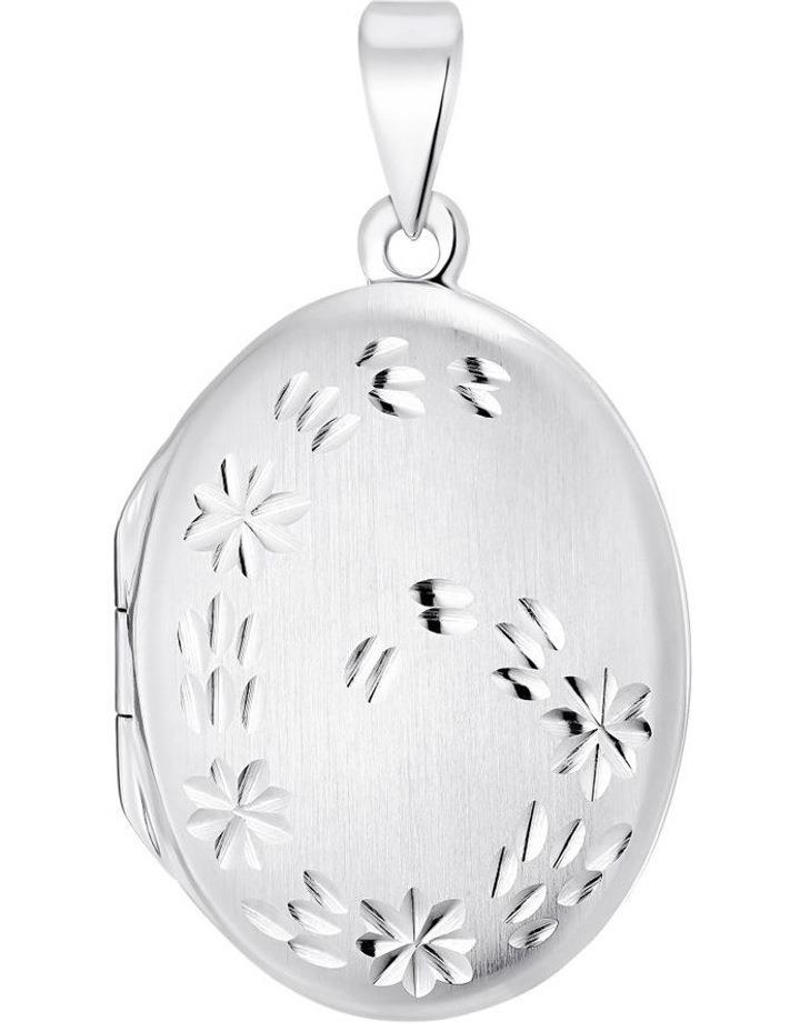 Amor Etched Detail Locket Pendant In Silver OSFA