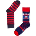 Foot-ies Melbourne Heritage Stripe 2 Pack Cotton Socks in Navy/Red Navy One Size