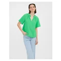 Vero Moda Natalie Short Sleeve Frill Cotton Top in Irish Green S