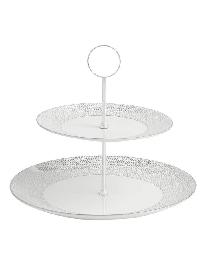 Wedgwood Gio Platinum 2 Tier Cake Stand in White