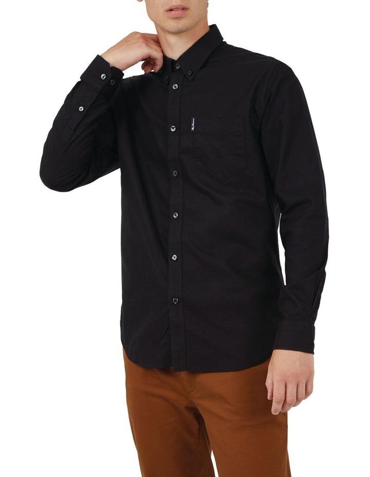 Ben Sherman Signature Organic Oxford Long Sleeve Shirt in Barely Black S