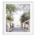 Profile Australia Australian Made Wategos Beach Stairs Art Print A2 in White Frame White