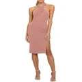 B by Bariano Delani Cross Over Halter Midi in Nude Pink Lt Pink 10