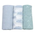Bubba Blue Nordic Muslin Wraps 3 Pack in Blue/Green Blue One Size