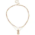 Marcs Bead & Charm Multi Necklace In Coral/Gold