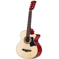 Alpha 38 Inch Acoustic Guitar Wooden Body Steel String Full Size With Wood Stand Natural