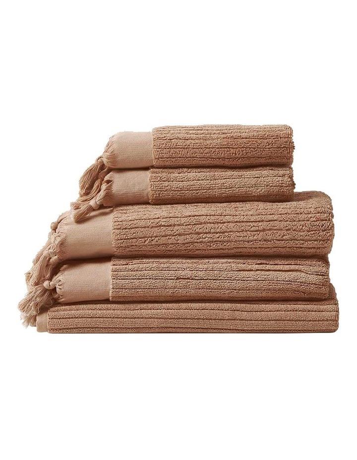 Aura Home Paros Rib Bath Towel Set in Clay Brown