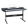 Alpha 61 Keys Electronic Keyboard with Music Stand for Beginner Blk/White