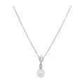Pure Elements Dainty Cubic Zirconia & Pearl Pendant Necklace In Silver