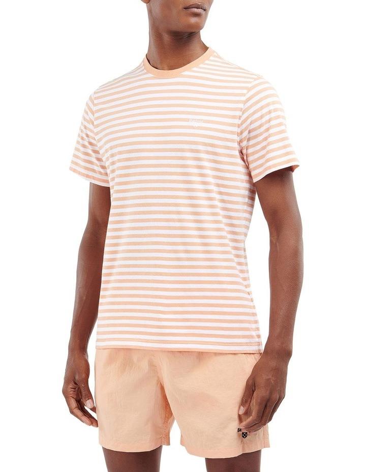 Barbour Delamere Stripe Tee in Coral Sands Coral M