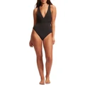 Seafolly Collective Cross Back One Piece Swimsuit In Black 10
