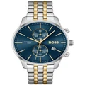 Hugo Boss Associate Blue Dial Two Tone Stainless Steel Qtz Chrono Watch 1513976 Blue