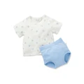 Little Green & Co Jersey Tee & Nappy Cover Set in White/Blue 000